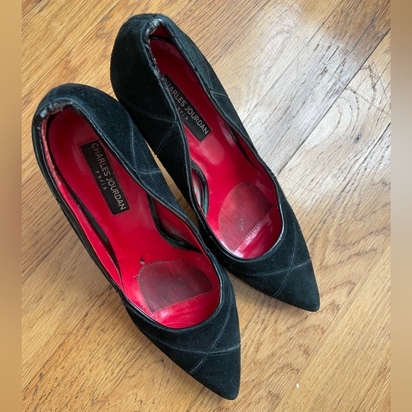 Charles Jourdan Black Suede Heels - Picture 7 of 7